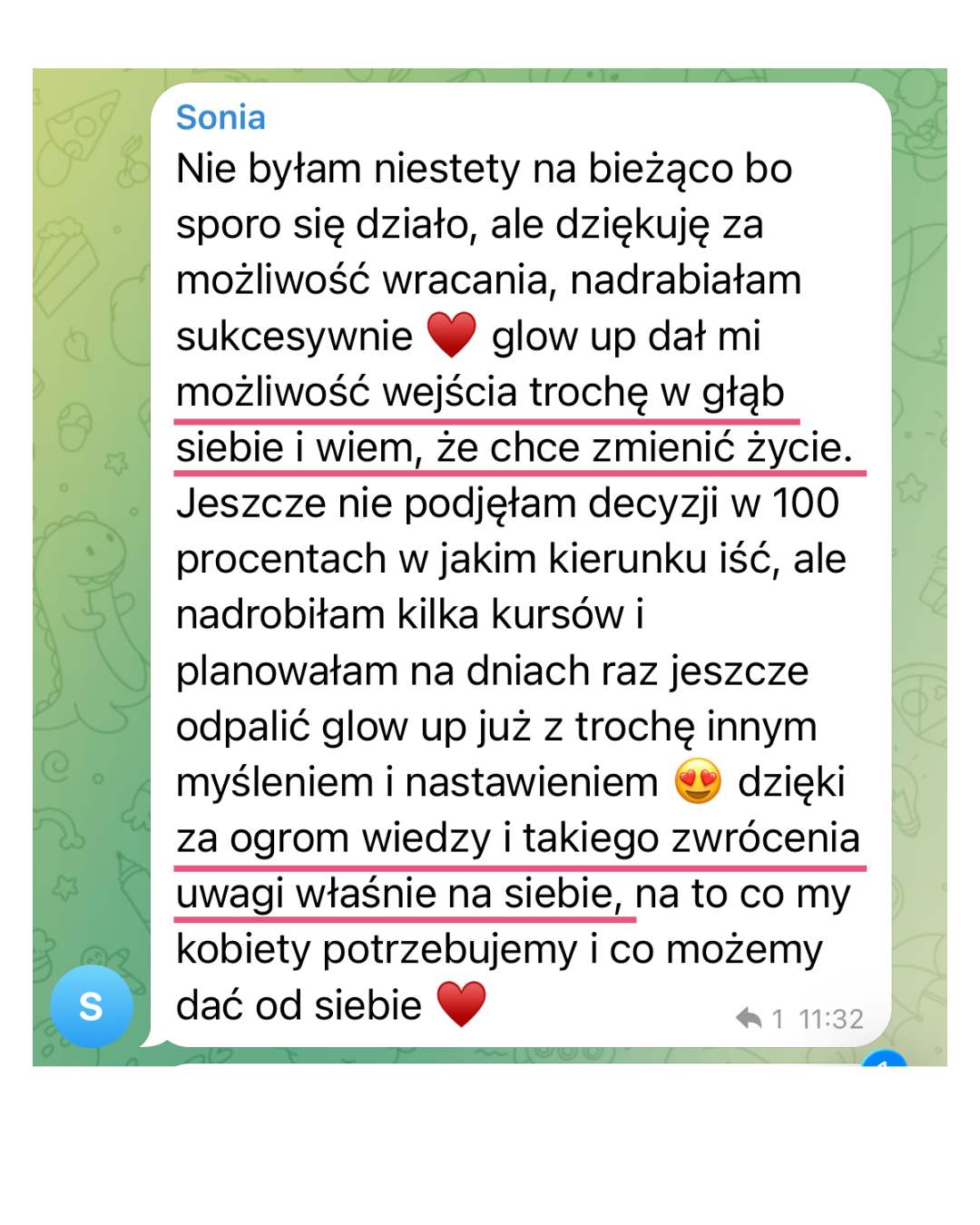 Opinia uczestniczki Sonia